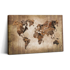 Glezna Pasaules karte izgatavota no koka цена и информация | Картины | 220.lv
