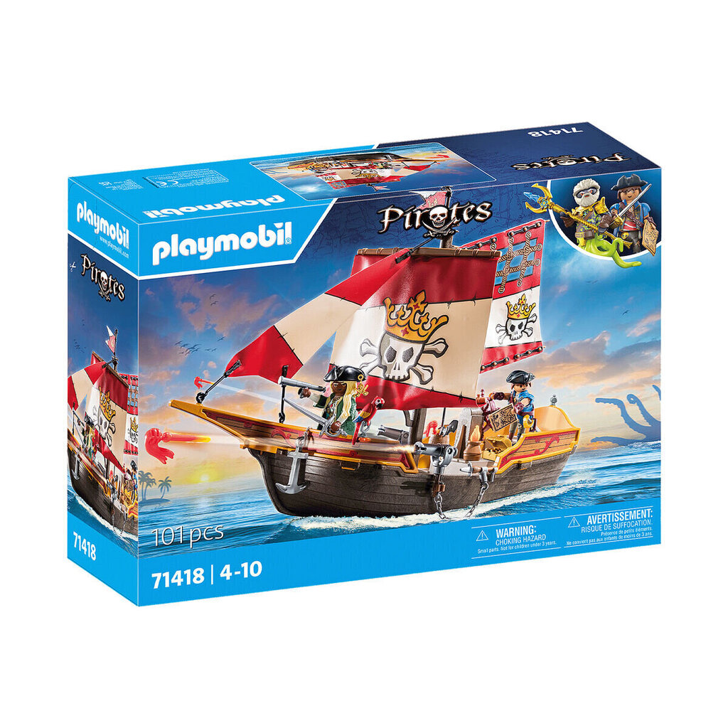71418 Playmobil Pirates Pirate ship, 101 d​​​​​aļa cena un informācija | Konstruktori | 220.lv