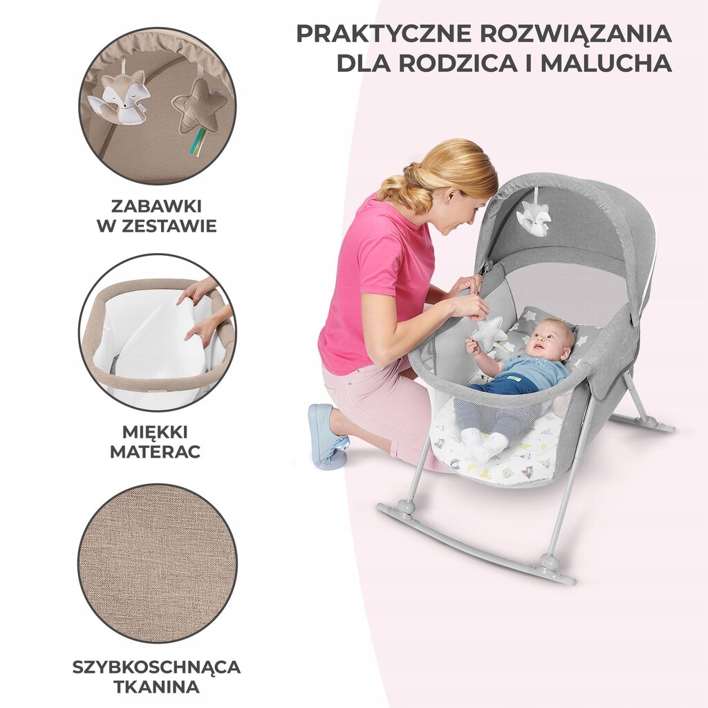 Šūpulis Kinderkraft Lovi, brown, 85 x 61 x 88 cm цена и информация | Manēžas | 220.lv