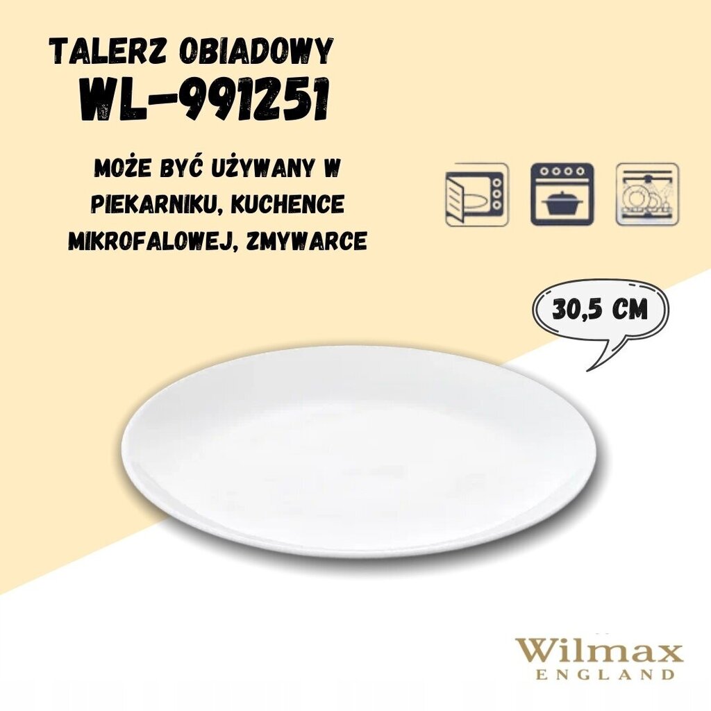 WILMAX šķīvis, 30,5 cm cena un informācija | Trauki, šķīvji, pusdienu servīzes | 220.lv