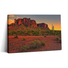 Audekla Saulriets ar kalnu Fīniksā, Arizonā цена и информация | Картины | 220.lv