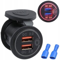 Qc Uzlādes Ligzda 2x Usb 3.0a Quick Charge Sarkana, Universāla, Melna, ME Premium cena un informācija | Auto 12V el. piederumi | 220.lv