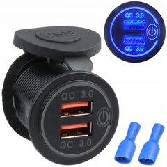 Qc Uzlādes Ligzda 2x Usb 3.0a Quick Charge 2x Usb 3.0a Quick Charge, Universāla, Melna, ME Premium cena un informācija | Auto 12V el. piederumi | 220.lv