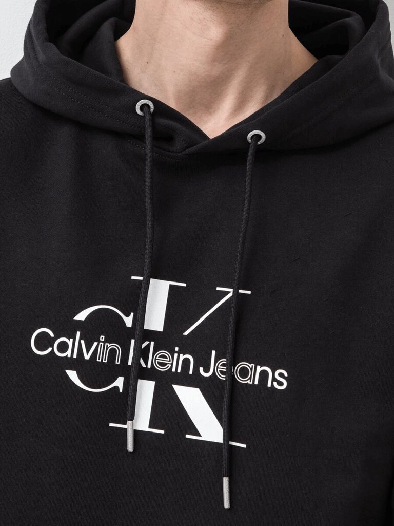 Calvin Klein Jeans hūdijs vīriešiem Disrupted Outline Monologo 560077951, melns cena un informācija | Vīriešu jakas | 220.lv