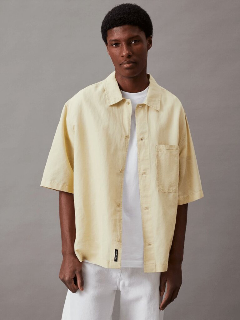 Calvin Klein Jeans lina krekls vīriešiem Linen 560077945, dzeltens cena un informācija | Vīriešu krekli | 220.lv