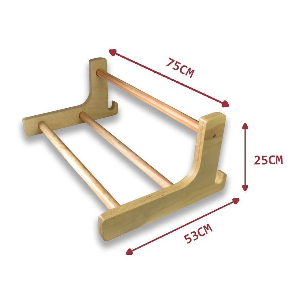 Koka pievilkšanās stienis vingrošanas kāpnēm 75x53cm цена и информация | Bērnu rotaļu laukumi, mājiņas | 220.lv