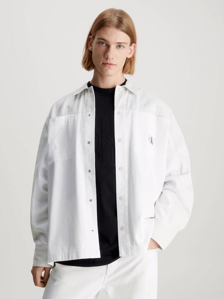Calvin Klein Jeans krekls vīriešiem Blocking Overshirt Icicle 560077708, balts цена и информация | Vīriešu krekli | 220.lv