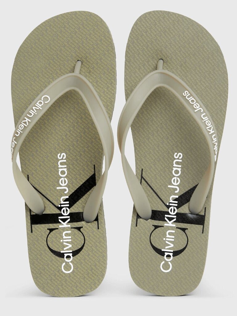 Calvin Klein Jeans iešļūcenes Beach Sandal Glossy 573152200, zaļas cena un informācija | Vīriešu iešļūcenes, čības, sandales | 220.lv