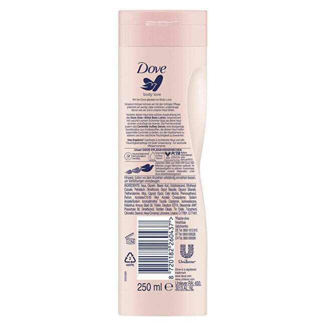 Ķermeņa losjons Dove Body Love Glow & Shine Body Lotion, 250 ml cena un informācija | Ķermeņa krēmi, losjoni | 220.lv