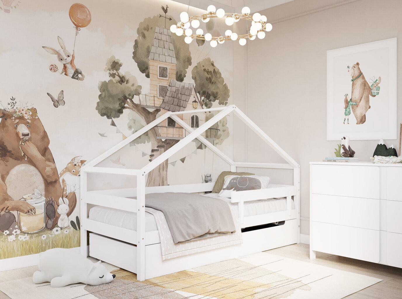 Bērnu gulta mājiņa YappyHytte YappyKids, 200cm, balta cena un informācija | Bērnu gultas | 220.lv
