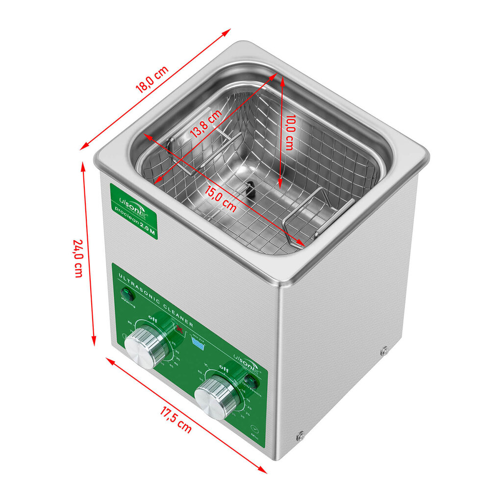 Ultraskaņas tīrītājs PROCLEAN 2.0M ietilpība, 2L cena un informācija | Tīrīšanas piederumi | 220.lv