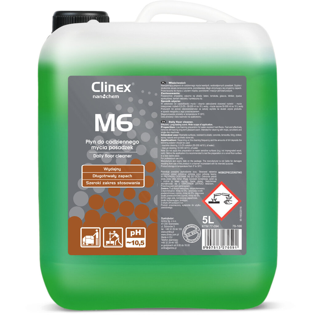 Clinex M6, grīdu tīrīšanai, 5l цена и информация | Tīrīšanas līdzekļi | 220.lv