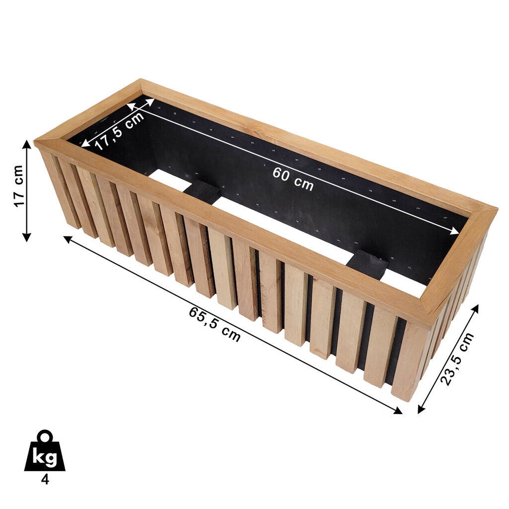 Koka puķu pods Lamellar, 65x23x17 cena un informācija | Puķu podi | 220.lv