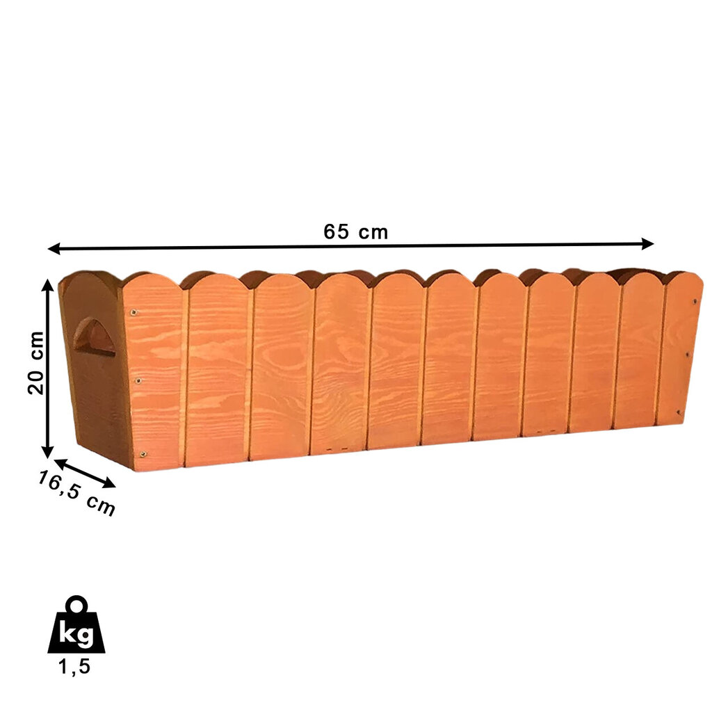 Koka frēzēts puķu pods, 65x16,5x20 cm цена и информация | Puķu podi | 220.lv