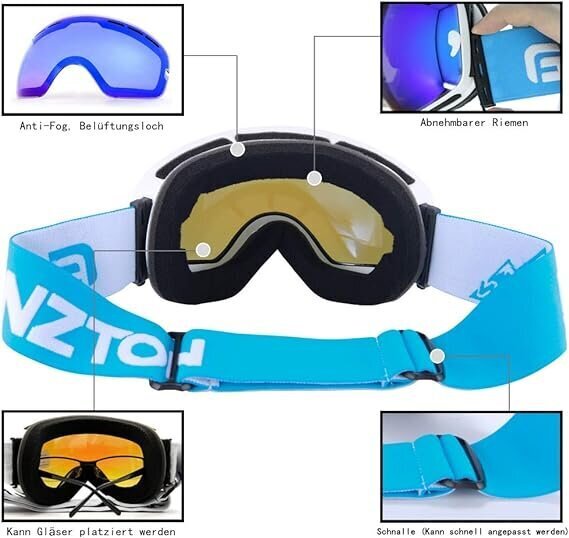 Snovborda un slēpošanas brilles Ganzton Otg, zilas cena un informācija | Slēpošanas brilles | 220.lv