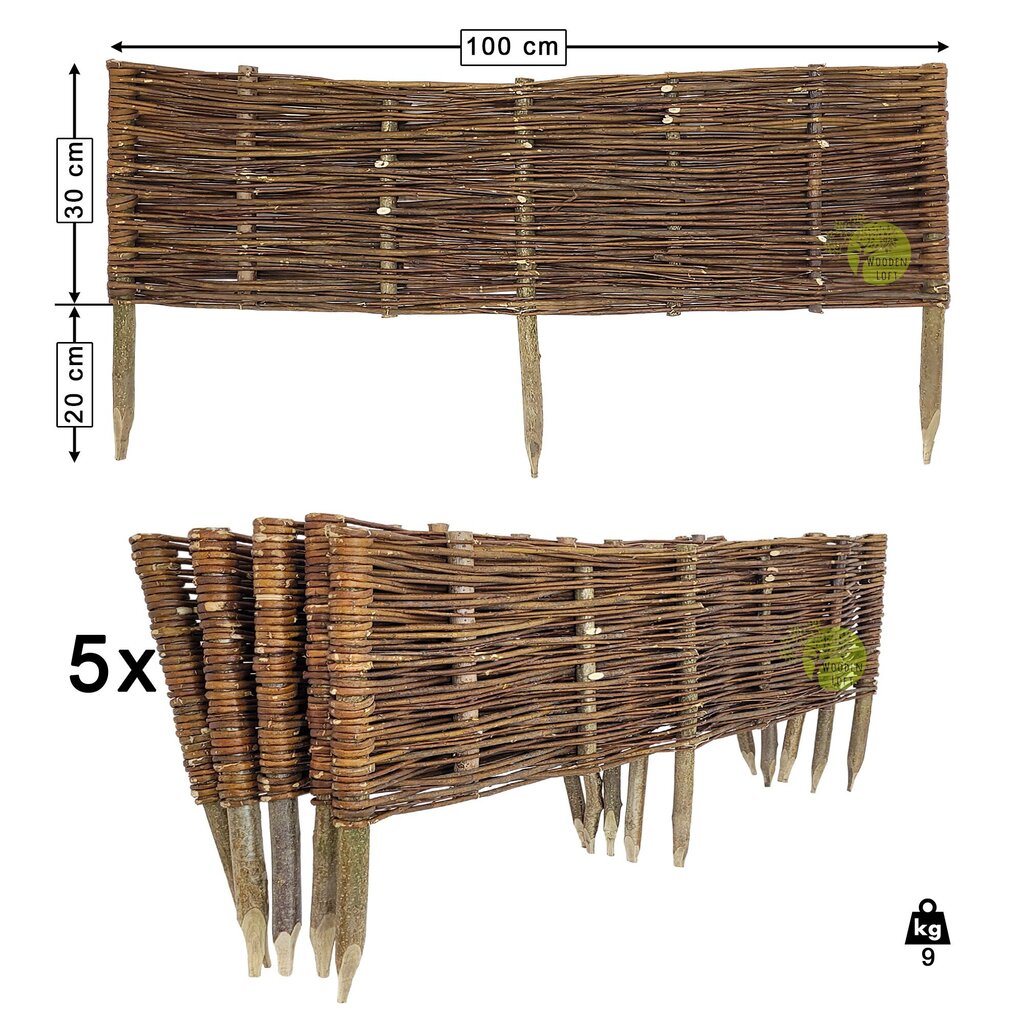 Pīto žogu komplekts, 5 gab., 100x30cm cena un informācija | Žogi un piederumi | 220.lv