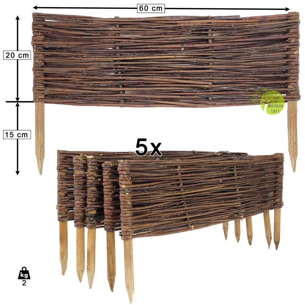 Dārza palisādes komplekts 5 gab., 60x20cm цена и информация | Žogi un piederumi | 220.lv