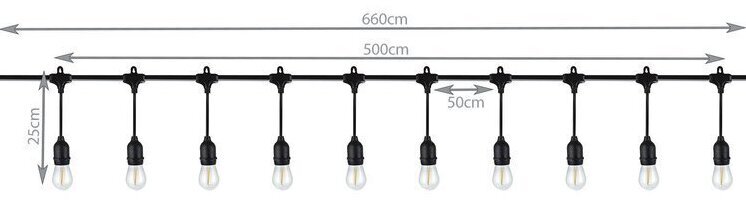 Āra LED lampu piekarināmā vītne 5m 24V cena un informācija | Āra apgaismojums | 220.lv