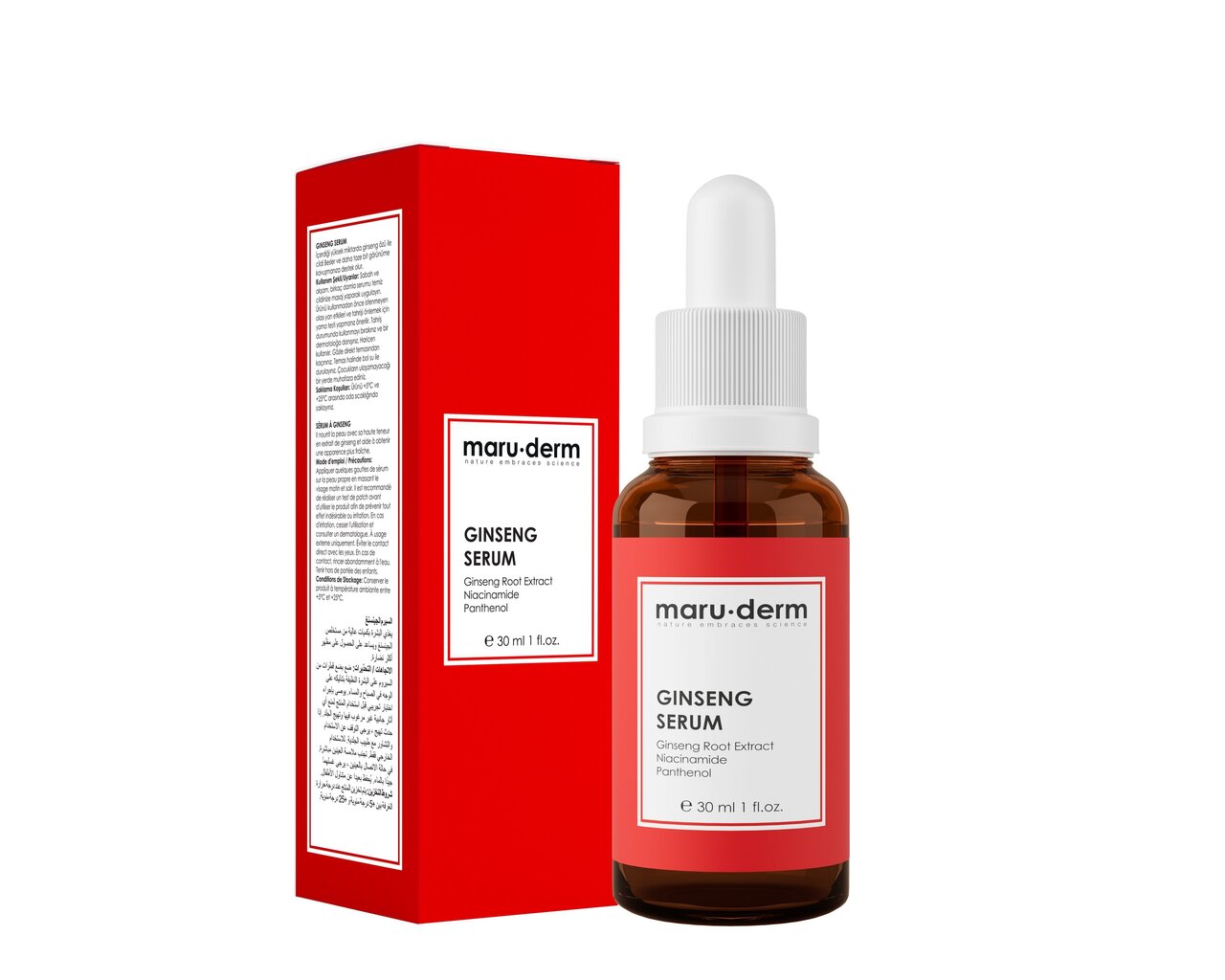 Barojošs sejas serums ar ženšeņu Maruderm, 30 ml cena un informācija | Serumi sejai, eļļas | 220.lv