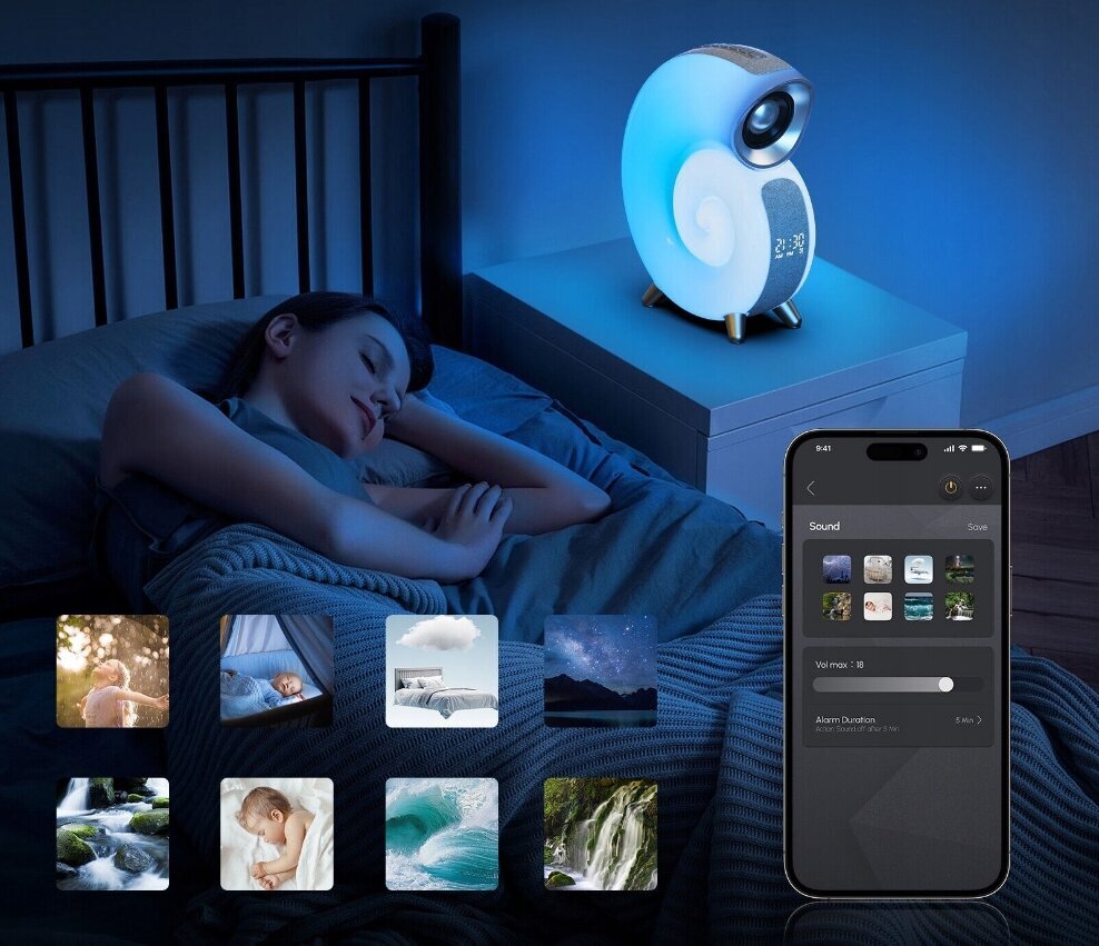 Bluetooth skaļrunis ar gaismas un pulksteni цена и информация | Lampas bērnu istabai | 220.lv