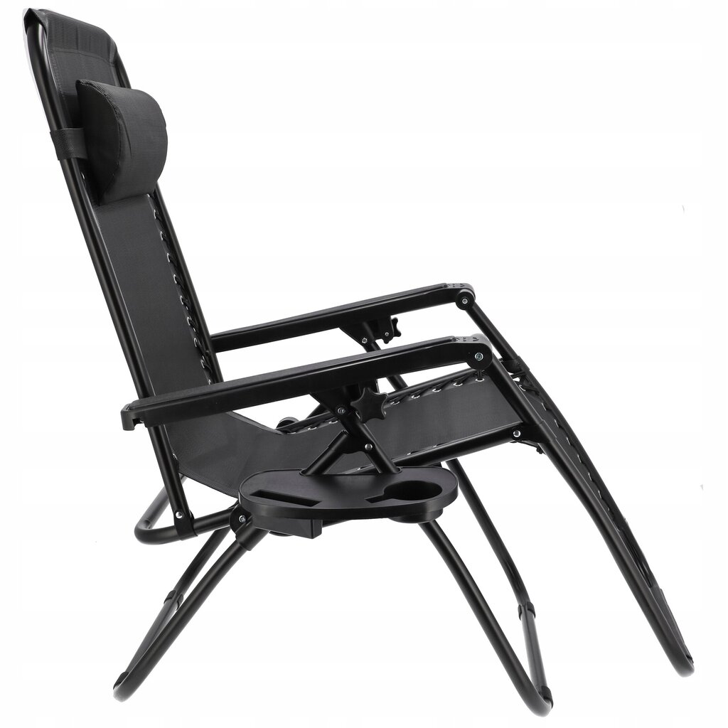 Saliekams dārza zvilnis Jumi 282025, melns cena un informācija | Sauļošanās krēsli | 220.lv