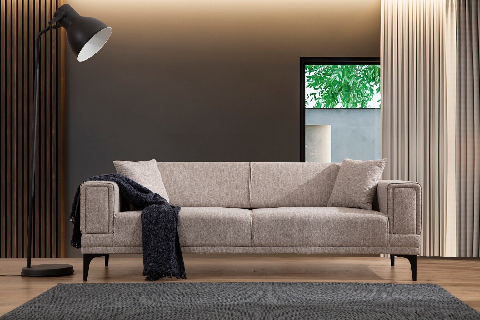 Dīvāns-gulta Horizon, smilšu krāsas цена и информация | Dīvāni | 220.lv