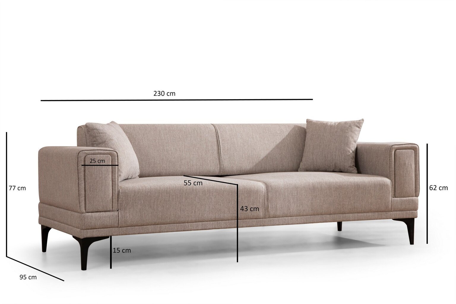 Dīvāns-gulta Horizon, smilšu krāsas цена и информация | Dīvāni | 220.lv
