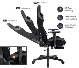 Symino grozāms spēļu krēsls ar kāju balstu (melns) cena un informācija | Biroja krēsli | 220.lv