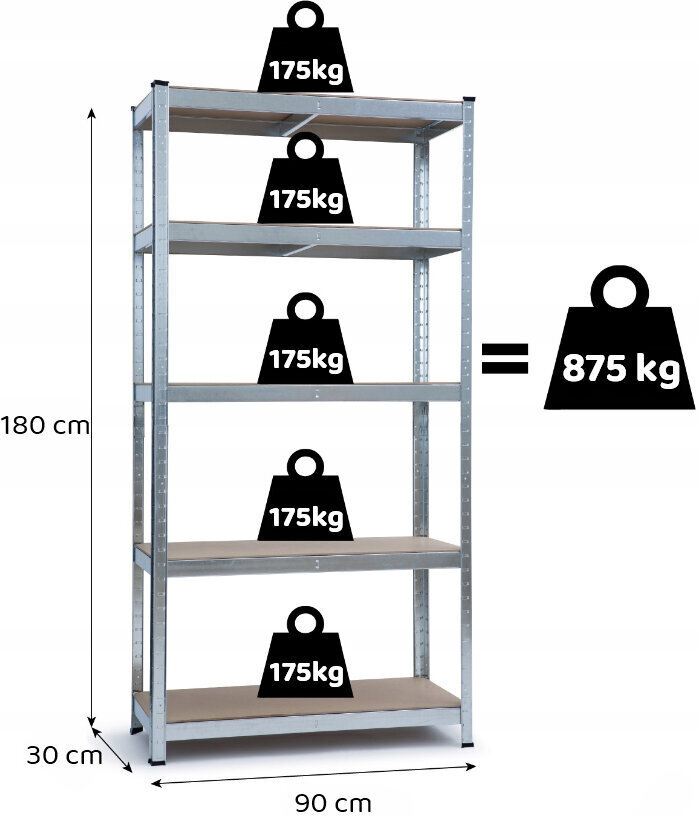 Uzglabāšanas plaukts Funfit Home&Office Hamster, 180x90x30 cm cena un informācija | Saimniecības plaukti | 220.lv