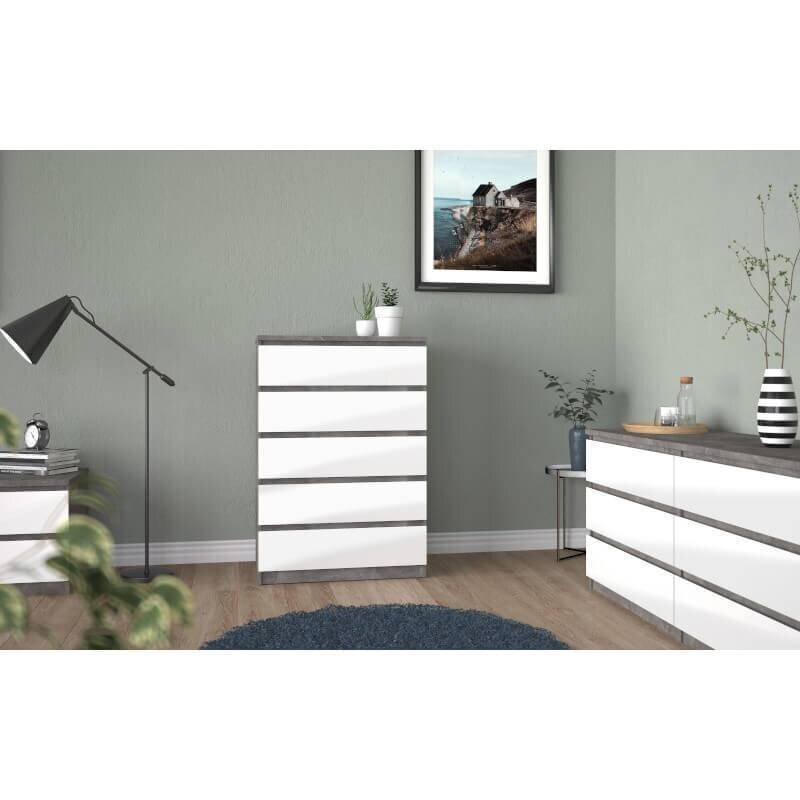 Kumode Aatrium, 77x50x111 cm, balta/pelēka cena un informācija | Kumodes | 220.lv