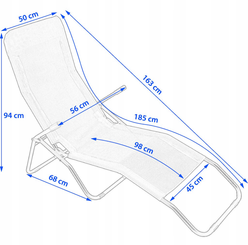 Saliekams dārza zvilnis Jumi 281943, pelēks cena un informācija | Sauļošanās krēsli | 220.lv