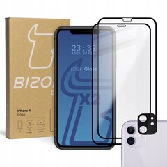 Rūdīts stikls Bizon Glass Edge CF iPhone 11, melns cena un informācija | Ekrāna aizsargstikli | 220.lv