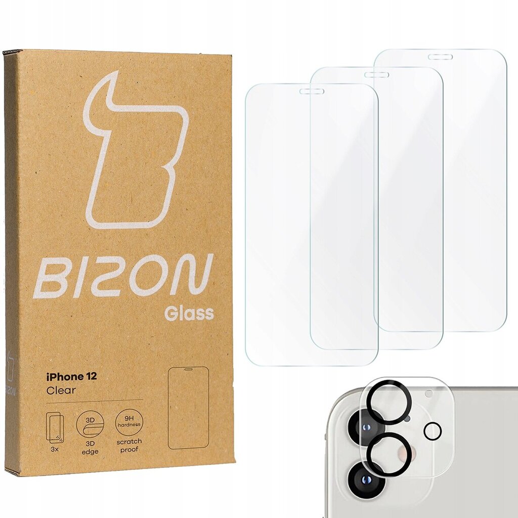 Rūdīts stikls Bizon Glass Clear iPhone 12 cena un informācija | Ekrāna aizsargstikli | 220.lv