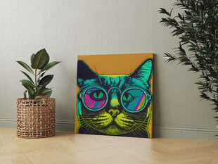 Pop art Kaķis ar brillēm 1 цена и информация | Картины | 220.lv