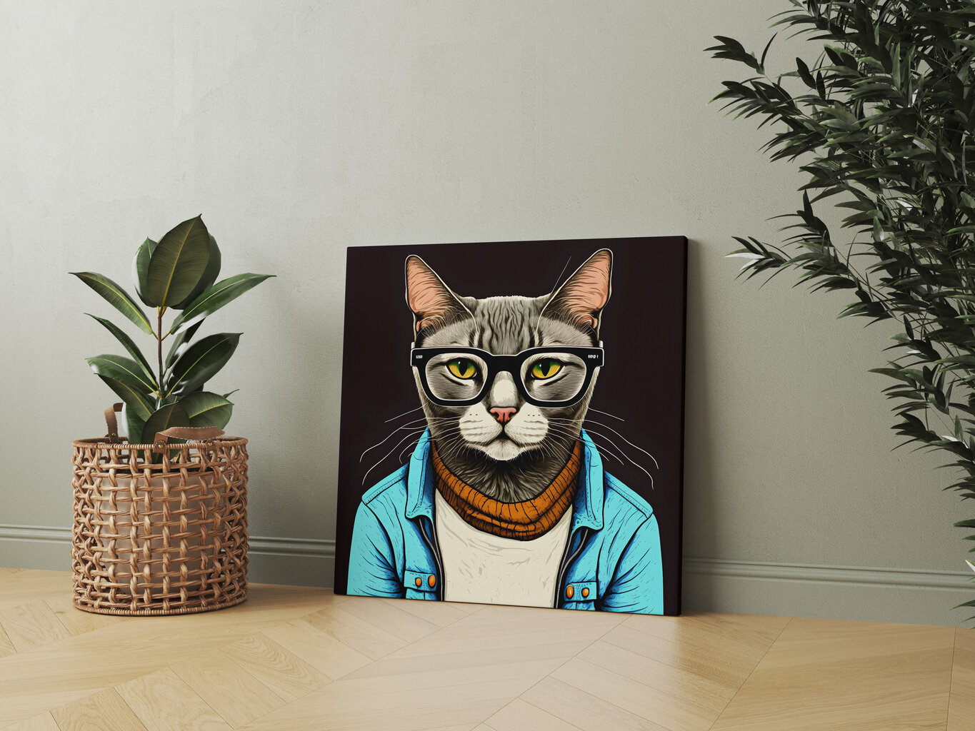 Kaķis ar brillēm 1 cena un informācija | Gleznas | 220.lv