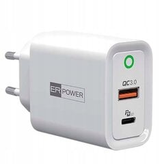 Lādētājs ER Power 30W USB-C QC PD, balts cena un informācija | Lādētāji un adapteri | 220.lv