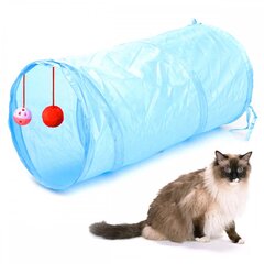 Kaķu tunelis ar rotaļlietu, zils cena un informācija | Rotaļlietas kaķiem | 220.lv