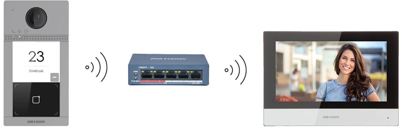 Videointerkomu komplekts Hikvision DS-KIS604-S(C)(O-STD)/eu cena un informācija | Domofoni | 220.lv
