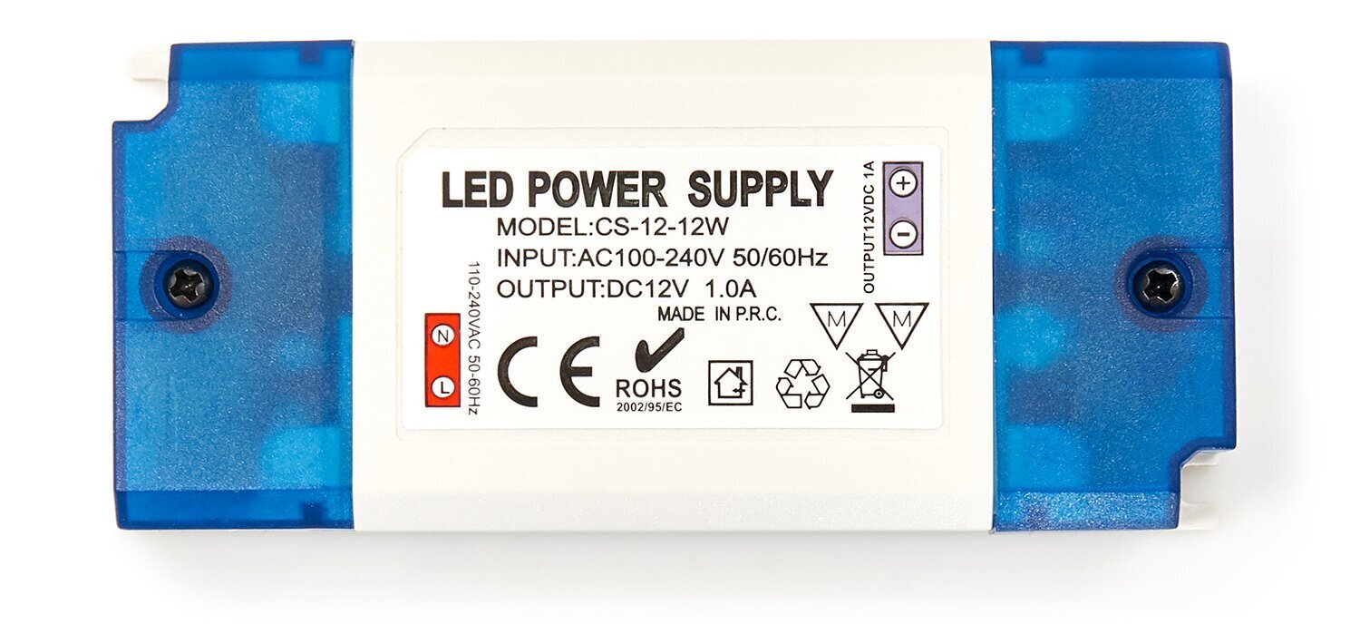 Koloreno mēbeļu barošanas avots, 12V 12W 1A IP20 cena un informācija | Barošanas avoti | 220.lv