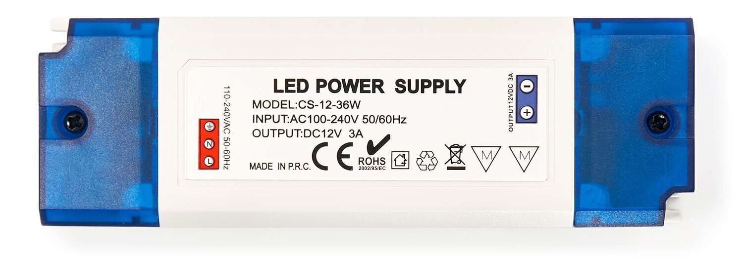 Koloreno mēbeļu barošanas avots, 12V 36W 3A IP20 цена и информация | Barošanas avoti | 220.lv