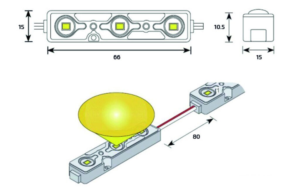 LED modulis 2835, IP68 0,72W cena un informācija | LED lentes | 220.lv