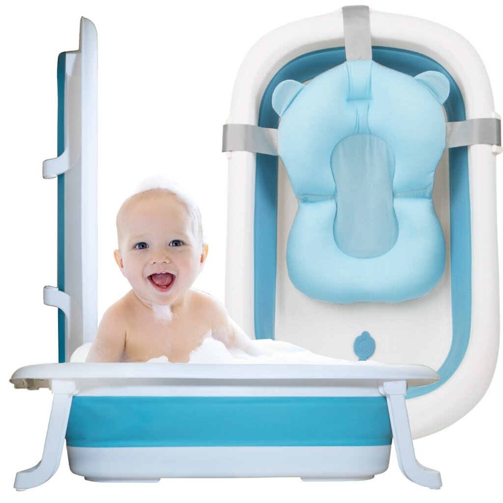Saliekama bērnu vanna ar spilventiņu Nicekids, zila cena un informācija | Mazuļa mazgāšana | 220.lv
