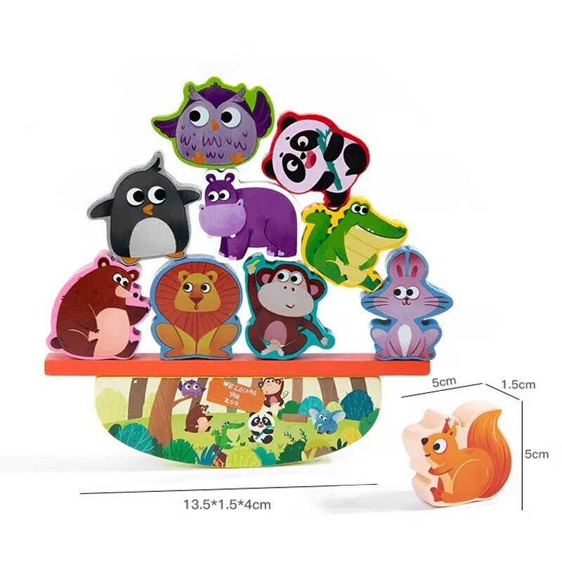 Koka līdzsvara bloki Dzīvnieki цена и информация | Rotaļlietas zīdaiņiem | 220.lv