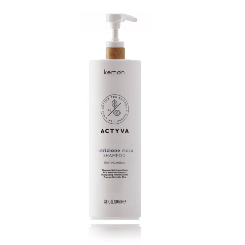 Barojošs šampūns ļoti sausiem matiem Kemon Actyva Nutrizione Rich, 1000 ml цена и информация | Šampūni | 220.lv