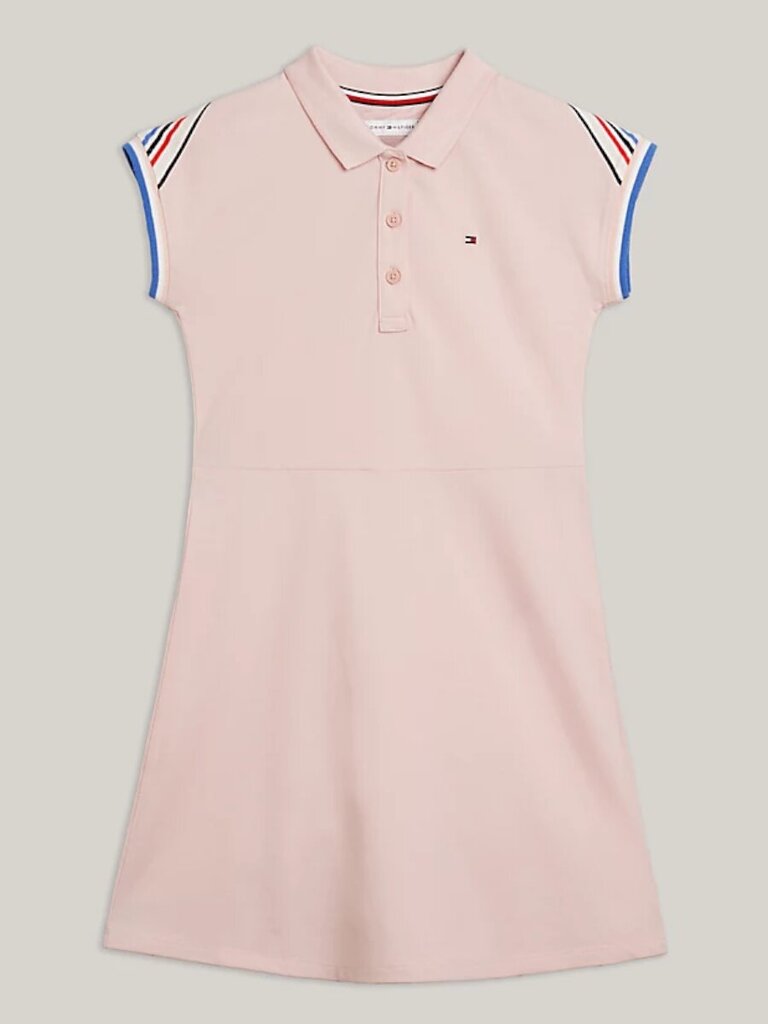 Tommy Hilfiger kleita meitenēm Polo Shoulder Stripe Dress 540125556, rozā cena un informācija | Kleitas meitenēm | 220.lv