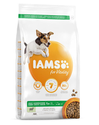 Iams For Vitality pieaugušiem mazu un vidēju šķirņu suņiem, ar jēru, 12 kg цена и информация | Sausā barība suņiem | 220.lv