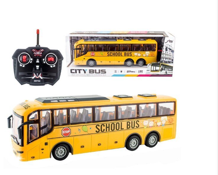 Autobuss ar tālvadības pulti, dzeltens cena un informācija | Rotaļlietas zēniem | 220.lv