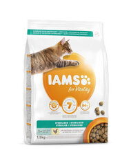 Iams for Vitality для стерилизованных кошек с курицей, 1,5 кг цена и информация | Сухой корм для кошек | 220.lv