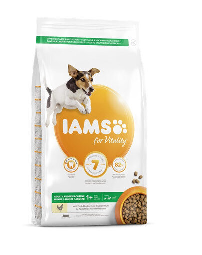 Iams ProActive Health pieaugušiem mazu un vidēju šķirņu suņiem, ar vistas gaļu, 12 kg цена и информация | Sausā barība suņiem | 220.lv