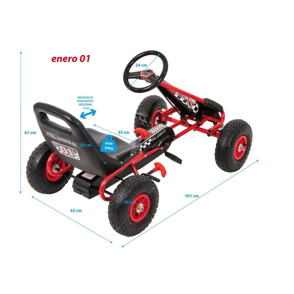 Bērnu kartings Enero 01, sarkans/melns цена и информация | Rotaļlietas zēniem | 220.lv